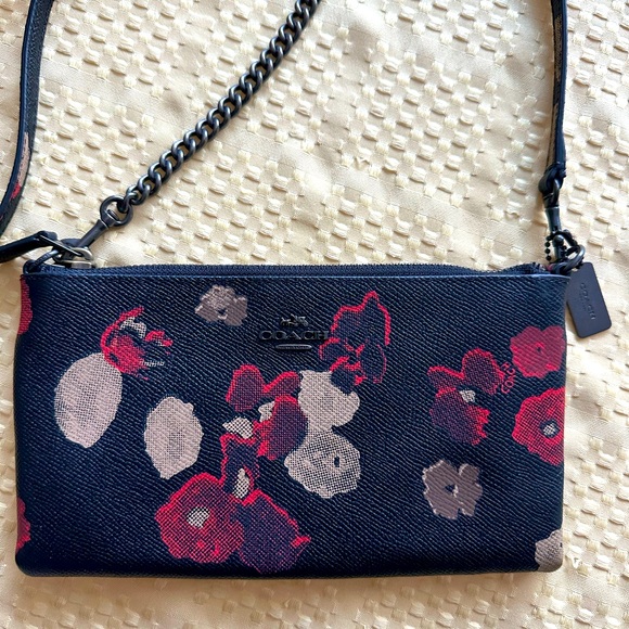 NEW Coach Crossbody Shoulder Bag / Clutch Leather Floral Detachable - Picture 8 of 10